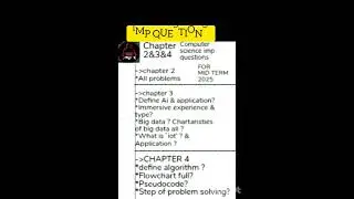 1PUC MIDTERM IMP QUESTIONS COMPUTER SCIENCE 2025 #exam #exampaper #computerscience