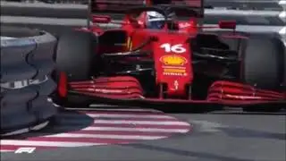 Charles Leclerc close around the barriers on Turn 15  Monaco 2021