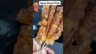 Chinese food cart meat sticks. Part 3.  Spicy roast pork.