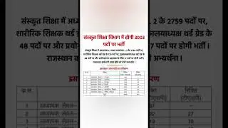 REET New Vacancy 2024, Sanskrit edu Department reet vacancy, reet level 1 and 2 new vacancy