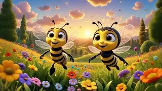 Four Buzzing Bees Dance on Flowers | Bee Song for Kids | Fun Counting Nursery Rhymes and Baby Songs