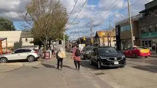 Walking Gerrard St East in East Chinatown and Riverdale in Toronto Ontario 10/16/2021