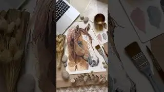 Horse portrait | Watercolor and ink drawing #horseportrait #horseart #inkdrawing #animalart