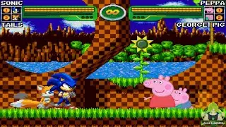 M.U.G.E.N. Battles | Sonic/Tails vs Peppa/George | Sonic the Hedgehog vs Peppa Pig