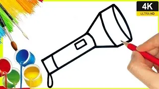 Torch Drawing || How to draw torch light drawing easy || Easy to draw colouring torch drawing || 