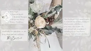 Winter Boho Wedding Flowers | Medium Bridesmaid Bouquet in Ivory Soft Sola Wood and Faux Silk Floral
