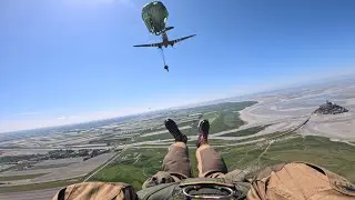 Normandy D-Day 80th Anniversary Airborne Jump at Mont Saint Michel From a WW2 era C-47