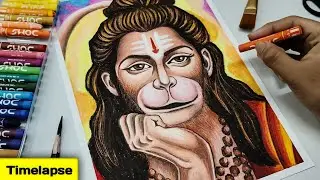 Hanuman Ji Drawing , Oil Pastel Drawing , Timelapse ✨