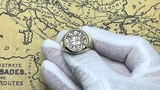 Medieval Crusader Cross Coin in Gold Men's Ring
