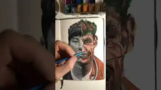 Barry Keoghan/The Joker, gouache paint, 5 hours in total #gouachepaint #portraitpainting #movieart