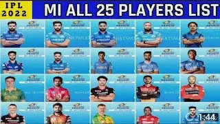 Mumbai Indians 2022 Squad | Mi All 25 Players Full List | Mumbai Indians Squad After Auction 2022 |