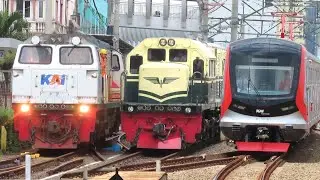 PASUKAN KERETA API DAN KRL PADATI STASIUN TERSIBUK JAWA BARAT !! Lokomotif Vintage & KRL China CRRC