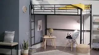 Premium Metal Full Size Loft Bed - Black