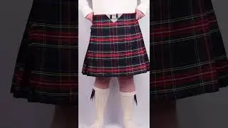 Traditional Tartan Kilt for Men | Polyviscose 8 Yard | Black Stewart Tartan | Highland Redstone