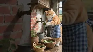 Cat Chef Cooks Breakfast for Her Kittens in a Cozy Cottage Kitchen!