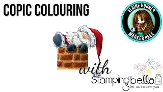Copic Colouring Stamping Bella Santa is Stuck stamp