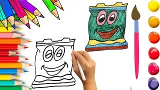 How To Draw cute Potato chips Drawing, Painting & Coloring For Kids and Toddlers_🌈🎨 🐋