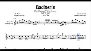 Badinerie  J. S. Bach Sheet Music for Alto Saxophone Baritone A minor