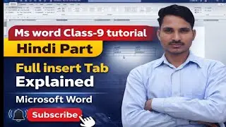 Ms word Class-9 tutorial Hindi part Full insert Tab Explained  Microsoft&nbsp;word