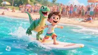 Friendly Dinosaur at the Beach | Fun Dinosaur Song for Kids | Summer Adventure Rhyme