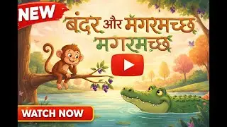 Bandar aur Magarmach ki Kahani | kids cartoon story | hindi story | Panchatantra Ki Kahaniyan