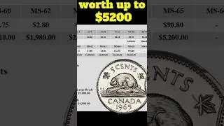 1965 Canada 5 cents Large Beads rare variety #coins #5cent #dime #silver #shortvideo #canada
