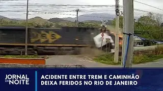 Acidente entre trem e caminh&atilde;o deixa feridos no Rio de Janeiro | Jornal da Noite