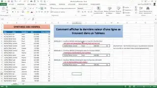 Excel  - Comment rechercher et afficher la dernière ligne d'un tableau