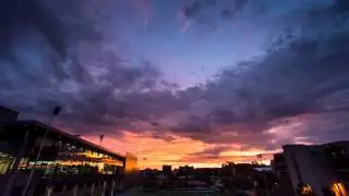Tucson sunset over University of Arizona campus