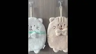 [Little B House] Cute Cat Hanging Kitchen Hand Towel Washcloth Microfiber Absorbent Towels - KW81