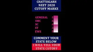 STATE WISE NEET 2020 CUTOFF MARKS | CHATTISGARH CUTOFF | BY BEING HELPER