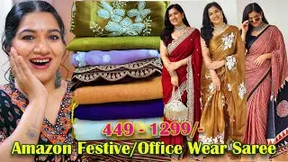 Amazon Festive/PartyWear Special Saree Haul Under 1299/Amazon Saree Haul#fashion #amazon #saree