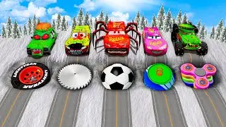 Mega Pixar Cars Pit Transform Big & Small Lightning McQueen Into Evil Mcqueen! BeamNG.Drive Battle!
