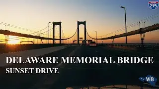 Sunset drive on Delaware Memorial Bridge