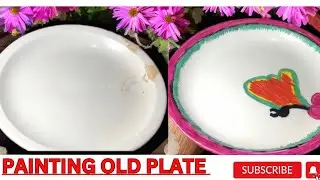 Butterfly painting on old plate | Rainbow Sculpture
