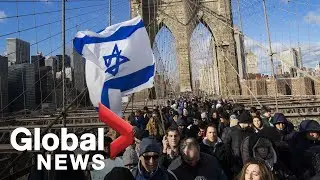 Thousands speak out against anti-semitism with march across Brooklyn Bridge