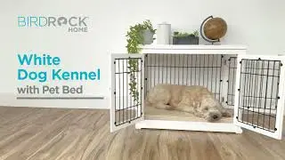 BIRDROCK HOME White Dog Kennel with Pet Bed