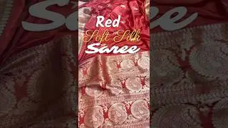 Soft Red Silk Saree with Golden Zari Work  in Toronto, Canada #fashion #ytshorts #saree #shorts