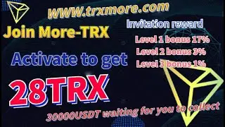 Сетевая платформа TRXMORE's с прибылью до 33% зарегистрируйтесь и получите 28 TRX на свой аккаунт