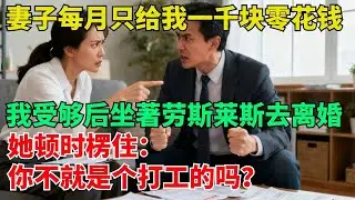 妻子每月只給我壹千塊零花錢，我受夠後坐著勞斯萊斯去離婚，她頓時楞住：“妳不就是個打工的嗎？”【清風與你】#激情故事#大彬情感#夢雅故事#小說#爽文