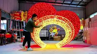 3D Heart shape arch street motif lights for Christmas decorations from HOYECHI
