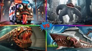MUTATED MONSTER vs HUNGRY STAR vs TRAIN EATER vs SHIP MONSTER 😱 Tiles Hop EDM Rush!