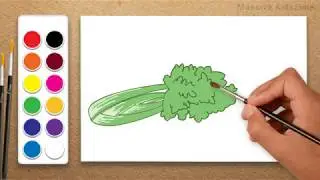 How to Draw a Celery Step by Step | Massive Kidszone