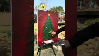 Painting Amazing😍Glowing Christmas Tree | Painting tutorial 🖌️ | #christmas #painting #viral