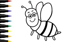 Cute Bee Drawing for Kids | How to Draw a Bee | Easy Bee Drawing Step by Step | Bee Drawing Tutorial