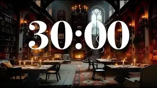 30 Minute Focus Timer &ndash; Read & Study in a Cozy Castle Library with Fireplace & Calm Classical Music