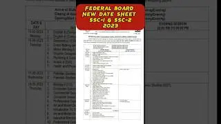 New Date Sheet 2023 for 9th & 10th class Federal Board (FBISE)|#ytshorts #fbise #fbise_exams #shorts