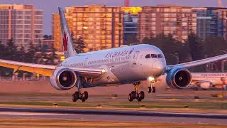 (4K) CRAZY STUNNING Evening Arrivals FT WestJet 787 WING VIEW | YVR Action | Episode VII | Live ATC
