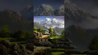 NEPALI VILLAGE LANDSCAPE #art #artist #painting #drawing #draw #sketch #shorts #artcandynepal