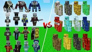 PILLAGER ARMY vs ALL GOLEMS! EPIC MOB BATTLE